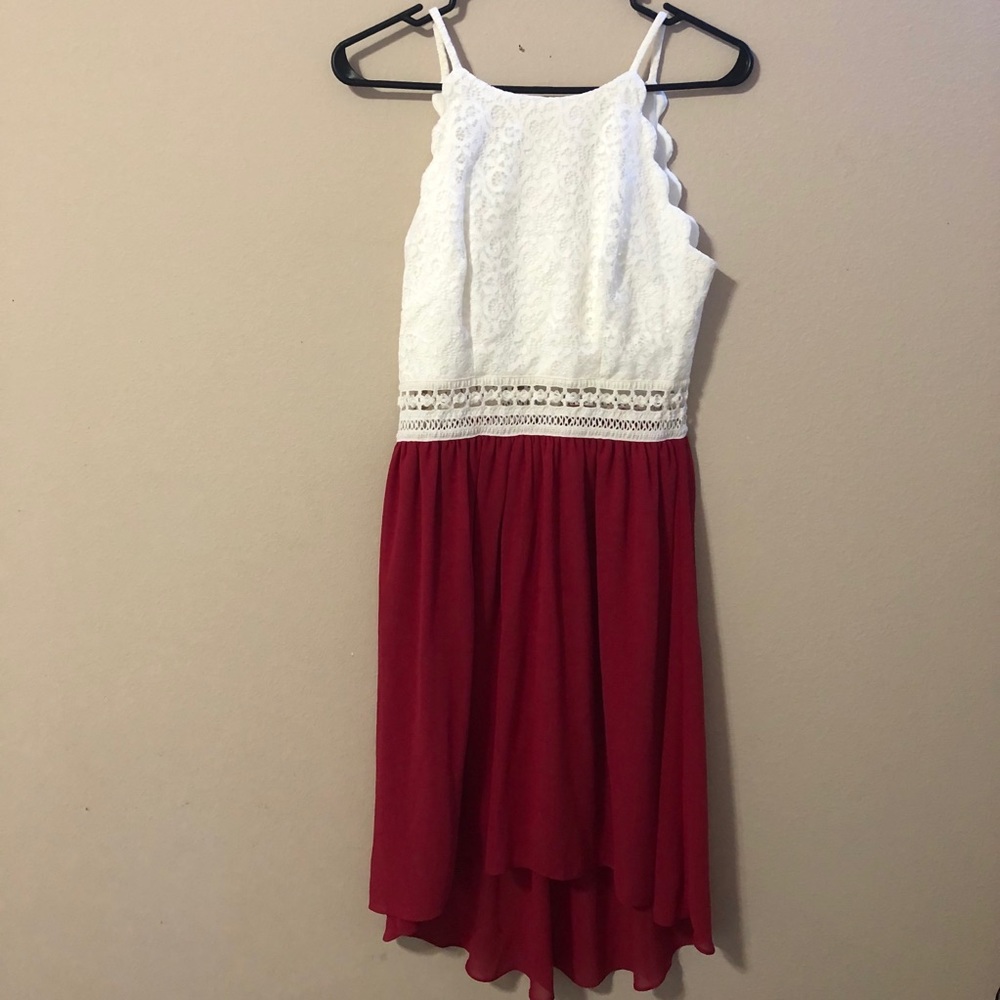 Red and white dress